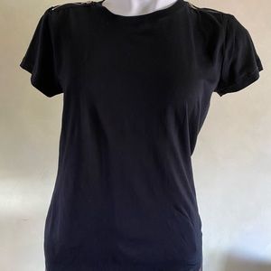 For the Republic black tee with zipper design